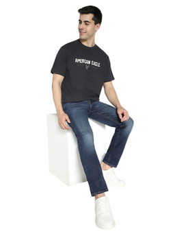 American Eagle - Men Black Logo Graphic T-Shirt