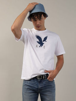 American Eagle - Men White Logo Graphic T-Shirt