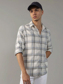 American Eagle - Men Checks White Slim Fit Everyday Button-Up Shirt