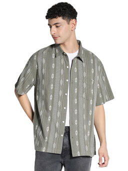 American Eagle - Men Green Button-Up Poolside Casual Shirt
