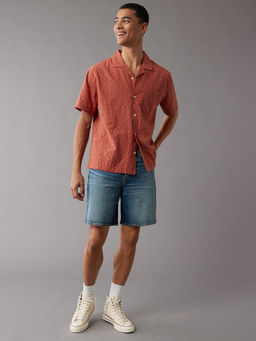 American Eagle - Men Orange Button-Up Poolside Casual Shirt