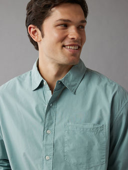 American Eagle - Men Green Everyday Poplin Button-Up Casual Shirt