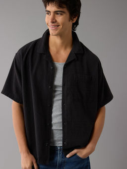American Eagle - Men Black Button-Up Shirt