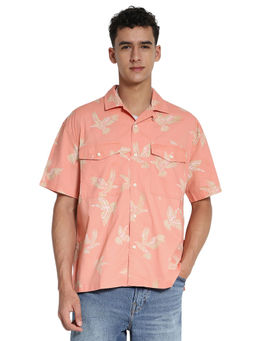 American Eagle - Men Peach 24/7 Stretch Printed Poolside Shirt