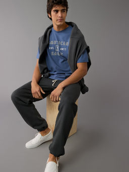American Eagle - Men Blue Logo Graphic T-Shirt