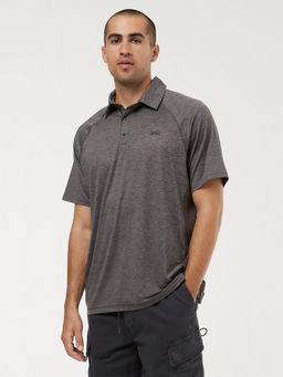 American Eagle - Men Grey 24-7 Training Collar Neck Polo T-Shirt