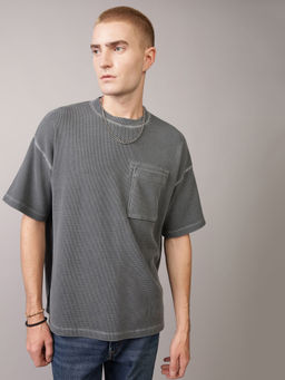American Eagle - Men Grey Ae Utility Oversized Waffle Tee