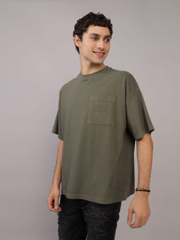 American Eagle - Men Green Ae Oversized Pocket T-Shirt