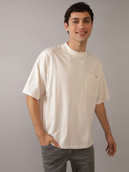 American Eagle - Men White Heavyweight Oversized Pocket T-Shirt