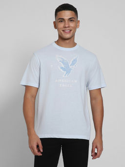 American Eagle - Men Blue Blended Fabric Graphic Printed Crew Neck T-Shirt