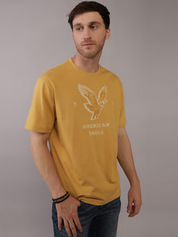 American Eagle - Men Yellow Blended Fabric Graphic Printed Crew Neck T-Shirt