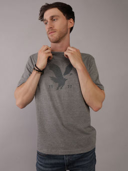 American Eagle - Men Grey Blended Fabric Graphic Printed Crew Neck T-Shirt