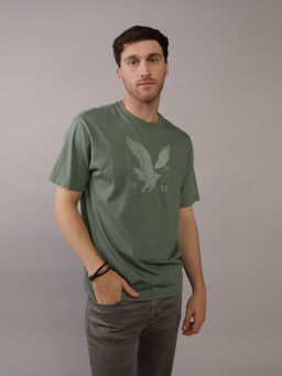 American Eagle - Men Green Blended Fabric Graphic Printed Crew Neck T-Shirt