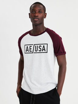 American Eagle - Men Red Blended Fabric Graphic Printed Crew Neck T-Shirt