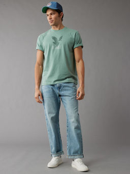 American Eagle - Men Green Blended Fabric Graphic Printed Crew Neck T-Shirt