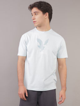 American Eagle - Men Light Blue Blended Fabric Graphic Printed Crew Neck T-Shirt