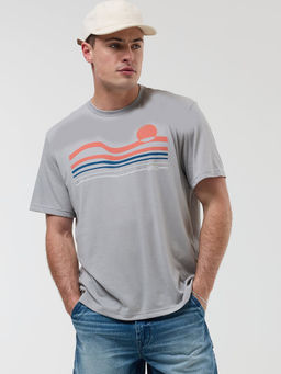 American Eagle - Men Grey Blended Fabric Printed Crew Neck T-Shirt