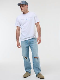 American Eagle - Men White Blended Fabric Printed Crew Neck T-Shirt