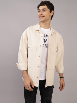 American Eagle - Men Cream Ae Utility Shirt Jacket