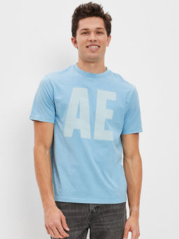 American Eagle - Men Blue Logo Graphic T-Shirt