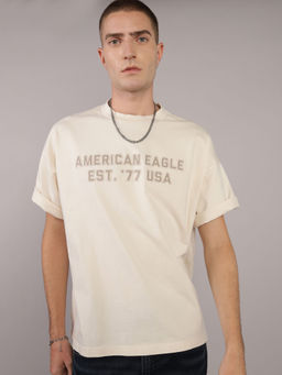 American Eagle - Beige Ae Logo Typography T-Shirt