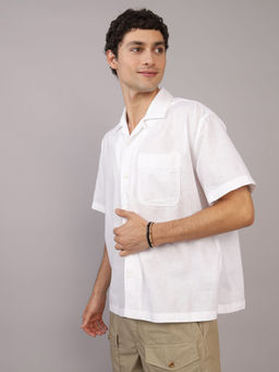 American Eagle - Ae Linen-Blend Button-Up Poolside Casual Shirt