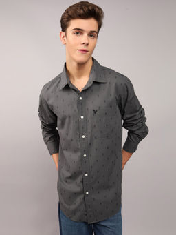 American Eagle - Men Grey Printed Slim Fit Everyday Button-Up Shirt