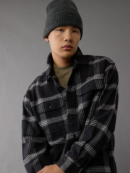 American Eagle - Men Grey Fireside Flannel Shirt