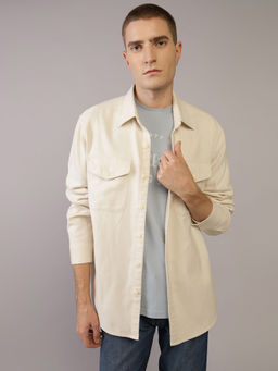 American Eagle - Men Cream Fireside Flannel Shirt