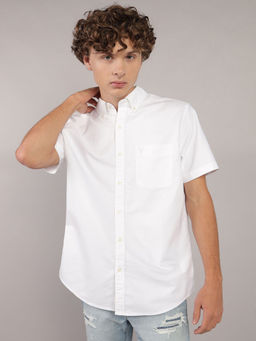 American Eagle - Men White Solid Slim Fit Button-Up Shirt
