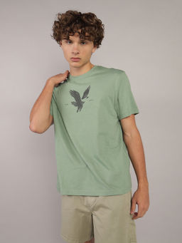 American Eagle - Men Green Logo Print T-shirt
