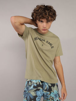 American Eagle - Men Green Logo Print T-shirt
