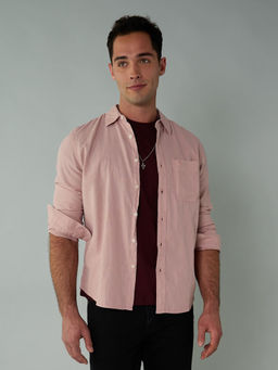 American Eagle - Men Pink Full Sleeves Solid Shirt