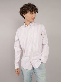 American Eagle - Men Pink Slim Fit Stripes Shirt