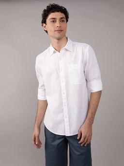 American Eagle - Men White Solid Full Sleeves Shirt