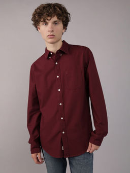 American Eagle - Men Maroon Solid Slim Fit Shirt