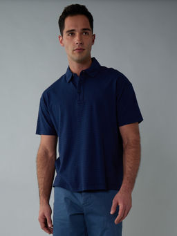American Eagle - Men Navy Blue Polo T-shirt