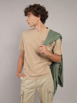 American Eagle - Men Beige Logo Graphic T-shirt
