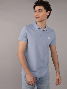 American Eagle - Men Blue Slim Fit Flex Pique Polo T-shirt
