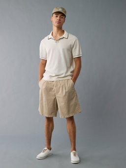 American Eagle - Men White Tipped Johnny Collar Polo T-shirt