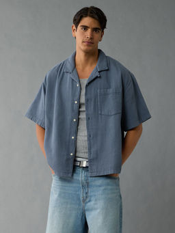 American Eagle - Men Blue Poolside Button-Up Shirt
