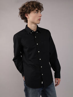 American Eagle - Men Black Slim Fit Everyday Oxford Button-Up Shirt