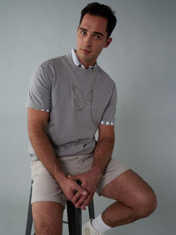 American Eagle - Men Grey Cotton Round Neck T-Shirt