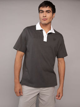 American Eagle - Men Black Contrast Collar Polo Shirt