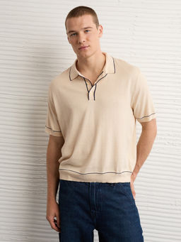 American Eagle - Men White Tipped Polo Shirt