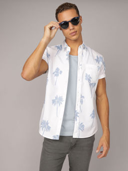 American Eagle - Men White Poolside Button-Up Shirt