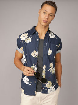 American Eagle - Men Navy Poolside Button-Up Shirt