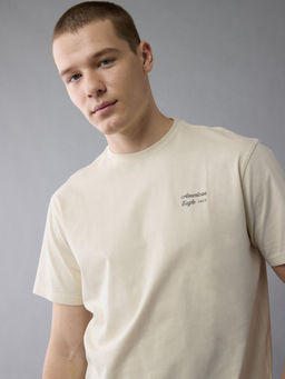 American Eagle - Beige Printed Regular Fit T-Shirt