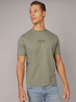 American Eagle - Olive Solid Regular Fit T-Shirt
