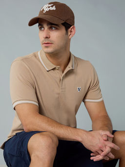 American Eagle - Beige Solid Slim Fit Polo T-Shirt